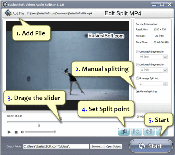 How to editing splitting mp4 files on Windows 10