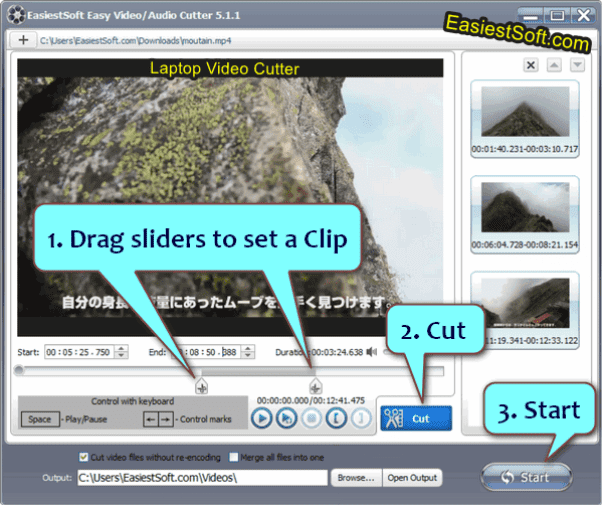 How to cut clips from movie on Windows Laptop