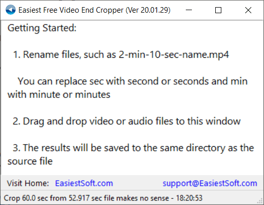 Windows 8 Easiest Free Video End Cropper full