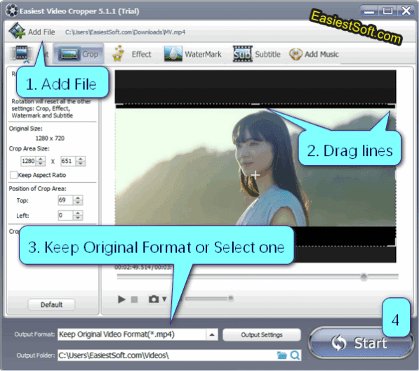 How to use Easiest Video Cropper on Windows PC