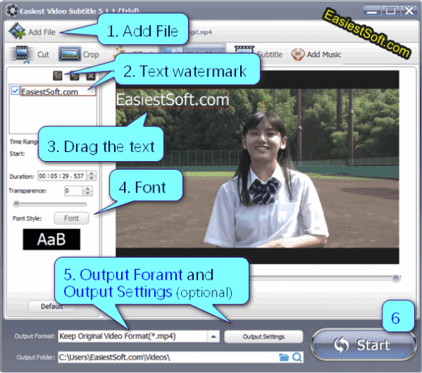How to add text watermark to video on Windows PC