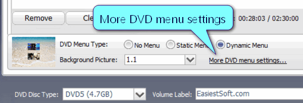 More DVD menu settings