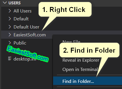 Find text in C:\Users folder