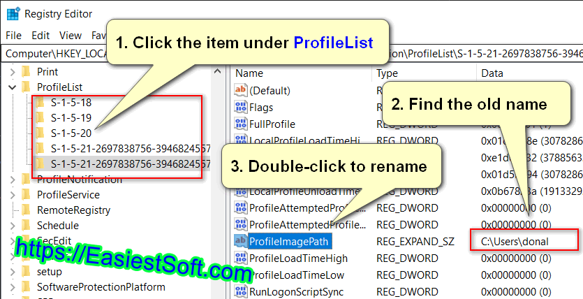 Change C:\Users folder in Registry Editor