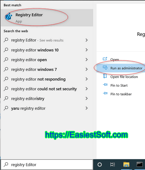 Windows 10 Run Registry Editor as administrator