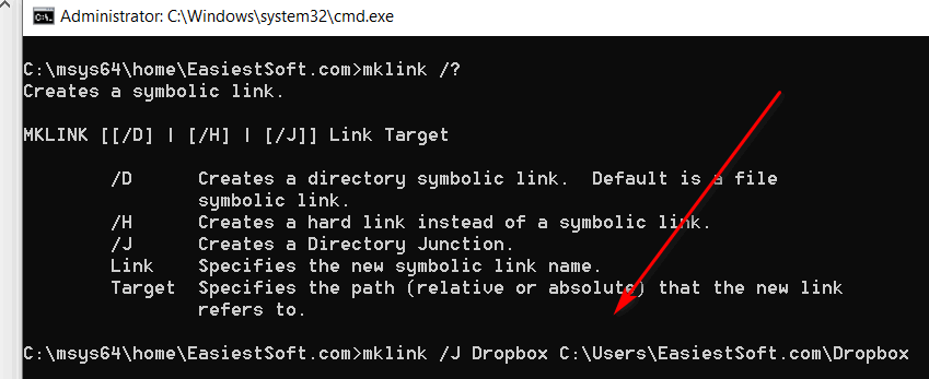 Windows 10 mklink directory junction
